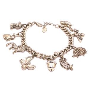 Vintage Animal Themed Charm Bracelet Silver Tone 6.5”